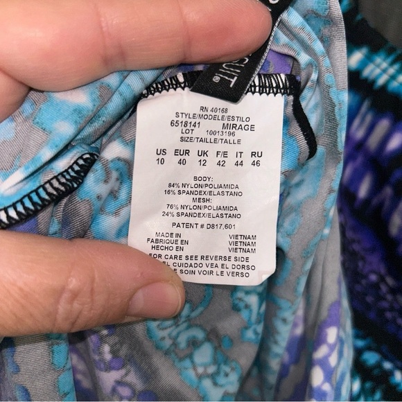 MIRACLESUIT MIRAGE TANKINI SWIM TOP SZ 10 UNDERWIRE SWIMSUIT BLACK STRIPE - Picture 6 of 6